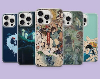 Coque de portable Princesse Mononoke Ghibli Forest pour iPhone 17Pro, 16, 15, 14, 13, 12, Samsung S26, S25, S24, S23Fe, A16, A56, Pixel 10 9Pro