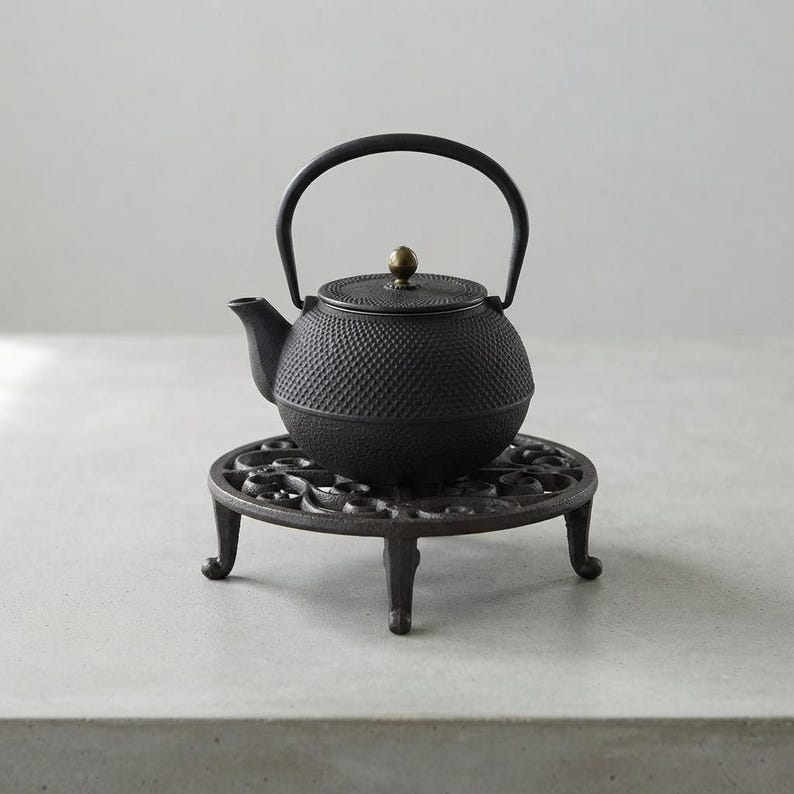 Vintage Cast Iron Tea Warmer, Ornate Japanese Tea Candle Holder, Rustic ...