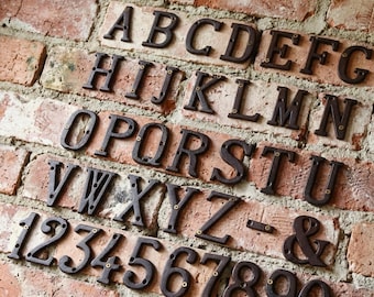 Cast Iron House Numbers & Letters, Rustic Address Sign, Vintage Wall Numbers, Industrial Metal Alphabet, Farmhouse Outdoor Decor