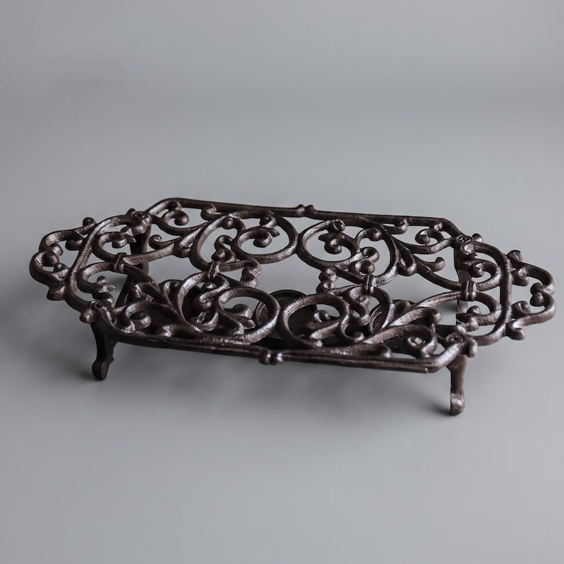 Vintage Cast Iron Tea Warmer, Ornate Japanese Tea Candle Holder, Rustic ...
