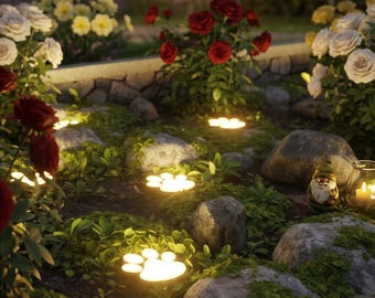 Solar Paw Print Garden Lights, Outdoor Pathway Lighting, Waterproof Yard Décor