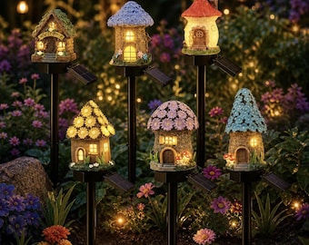 Solar Mushroom House Garden Light – Outdoor LED Stake Lamp