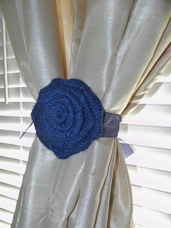Items similar to Burlap Rose Curtain Tie Back Choose Your Size and