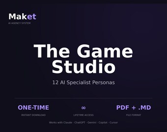 Pack spécialiste de l'IA pour développeurs de jeux vidéo indépendants | 12 cartes persona expertes pour Unity, Unreal, Godot, Roblox, Design et Narrative | Téléchargement numérique