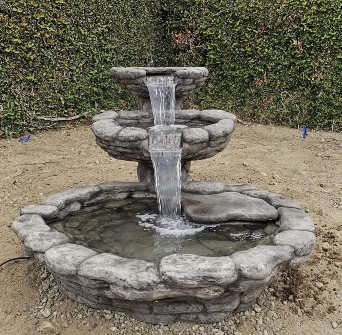 Rustic Stone Waterfall Rustic Stacked Stone Waterfall Fountain, Outdoor Garden Water Feature ...