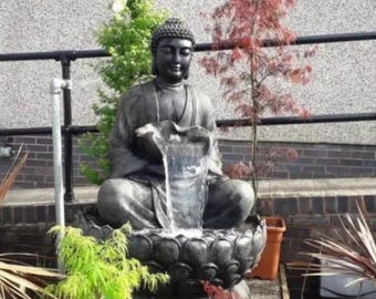 Fuente de agua con forma de Buda Zen, decoración para meditación en interiores y exteriores, relajante cascada.