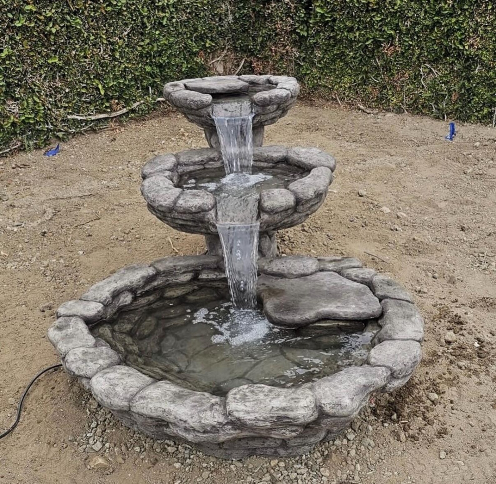 Rustic Stone Waterfall Rustic Stacked Stone Waterfall Fountain, Outdoor Garden Water Feature ...