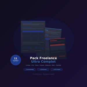 Compleet freelancepakket — 11 professionele Word-documenten | Contract, algemene voorwaarden, offerte, factuur, betalingsherinnering | Zelfstandig ondernemer in Frankrijk