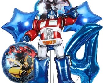 Robot Theme 6 PCS Foil Balloon Set | Kids Birthday Party Decoration | Number Balloon Set | Boy Birthday Decor