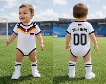 Personalized Germany Baby Bodysuit, Custom Name Soccer Baby Outfit, Germany Football Fan Gift, Newborn Sports Jersey Onesie