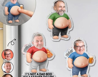 Spersonalizowany magnes na brzuch ze zdjęciem taty, zabawny spersonalizowany magnes na lodówkę, prezent na Dzień Ojca dla taty, męża, dziadka