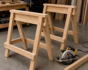 Heavy-Duty DIY Sawhorse Plans Build a Matching Pair from 2x4 Lumber Beginner Woodworking PDF