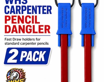 Carpenter Pencil Holder with Neck Lanyard, Fast Draw Dangler, 2 Pack
