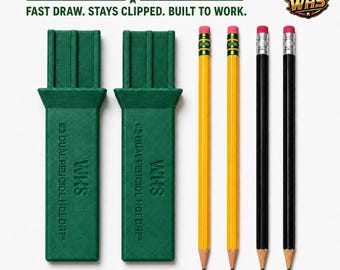Dual #2 Pencil Holder, Pocket Clip Pencil Holster, Fast-Draw Tool Organizer