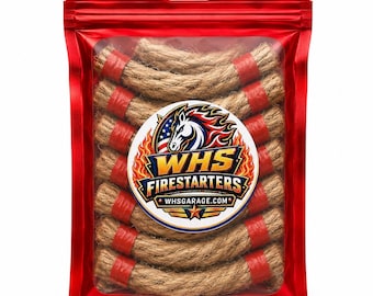 Wax Infused Rope Fire Starters, 10 Pack, Camping Tinder, Survival Bushcraft, Fireplace Wood Stove