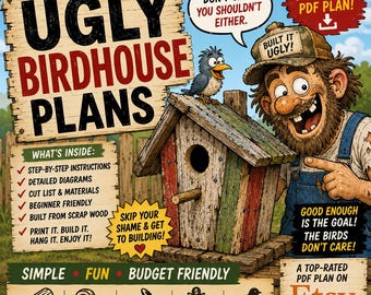 Ugly Birdhouse Plans PDF Easy DIY Scrap Wood Birdhouse Birds Don't Care Woodworking Project