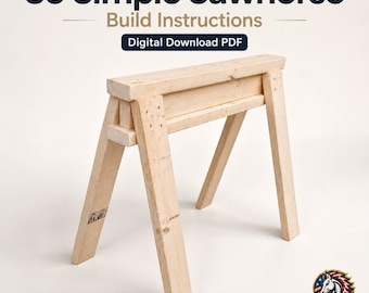 DIY Stackable Sawhorse Build Instructions PDF for Two 2x4 Sawhorses