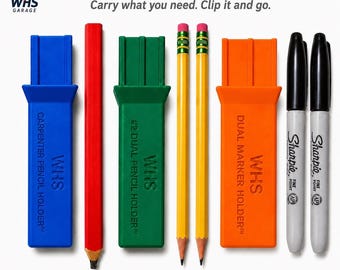 WHS 3-Kind Pocket Clip Tool Organizer Set, Carpenter Pencil, #2 Pencil, Marker Holders