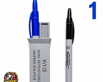 Retractable Sharpie Marker Holder, Dual Pocket Clip, Fast-Draw Retention
