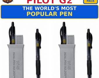 WHS Dual Pen Holder for Pilot G2, Gray 2 Pack, Pocket Clip, Secure Retention