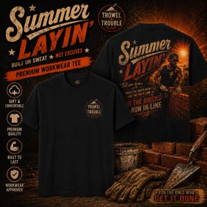 Summer Layin' Bricklayer T-Shirt, Vintage Construction Worker Tee, Tradesman Gift
