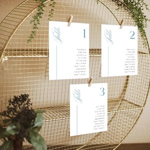 Individual Table Cards Seating Board, Editable Wedding Seating Chart Cards Template, Table Seating Chart Template, Dusty Blue Cards, BLUE1