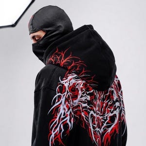 Dark Aesthetic Hoodie Men Luminous Graphic Print Goth Y2K Streetwear Unisex