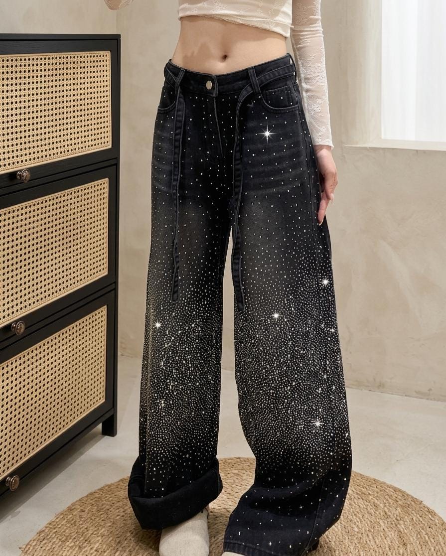 Y2k rhinestone jeans - Etsy 日本