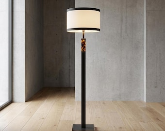 Italian Style Floor Lamp, Marble Base Standing Light, Luxury Fabric Shade, Dimmable LED, Bedroom Living Room Decor