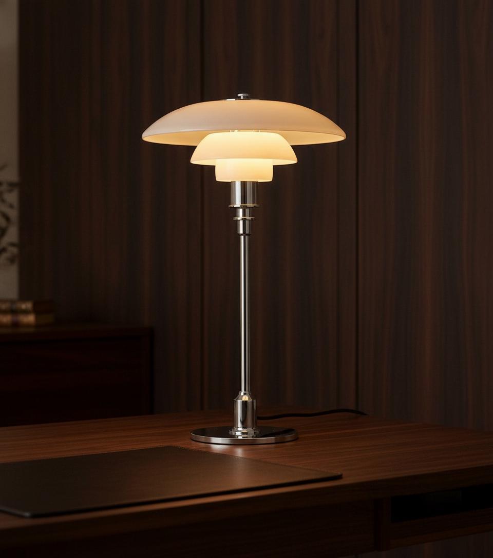 Lampe De Table Scandinave Chromée, 3 Abat-Jours En Verre Opale, Lampe Bureau Moderne, Décoration D'intérieur Nordique Art Déco, Cadeau Pendaison