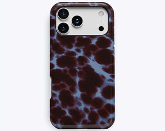 Etui na iPhone'a Blueberry Ember | Wytrzymałe, abstrakcyjne etui w kolorze niebieskim i bordowym do iPhone'a 18 17 16 15 Pro Max