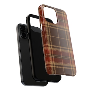 Funda para iPhone 18 17 16 15 Pro Max, MagSafe, con estampado de cuadros marrones, ideal para otoño. imagen 14