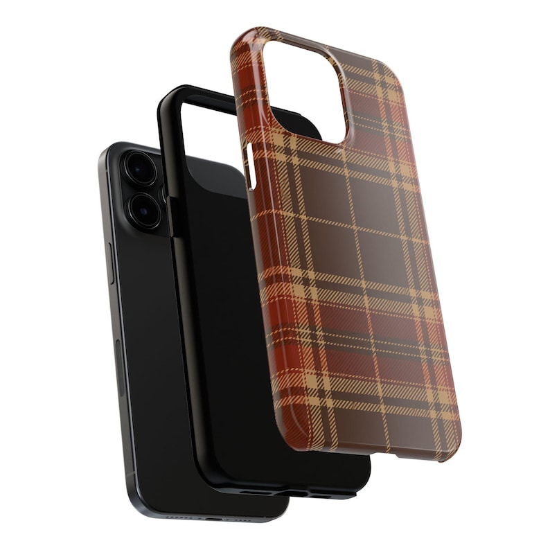 Funda para iPhone 18 17 16 15 Pro Max, MagSafe, con estampado de cuadros marrones, ideal para otoño. imagen 14