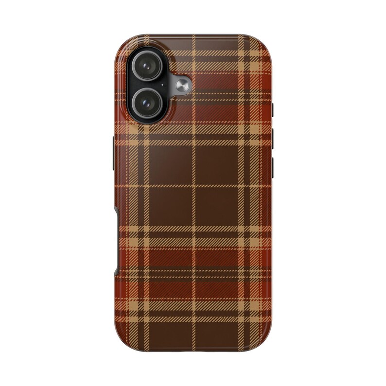 Funda para iPhone 18 17 16 15 Pro Max, MagSafe, con estampado de cuadros marrones, ideal para otoño. imagen 11
