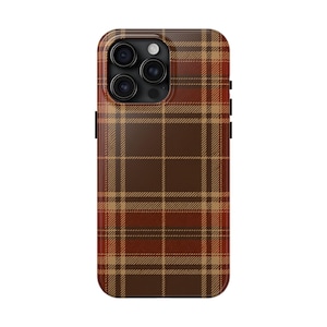 Funda para iPhone 18 17 16 15 Pro Max, MagSafe, con estampado de cuadros marrones, ideal para otoño. imagen 12