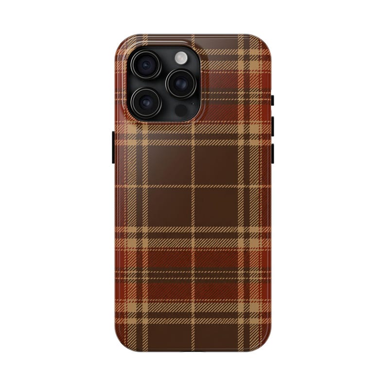 Funda para iPhone 18 17 16 15 Pro Max, MagSafe, con estampado de cuadros marrones, ideal para otoño. imagen 12