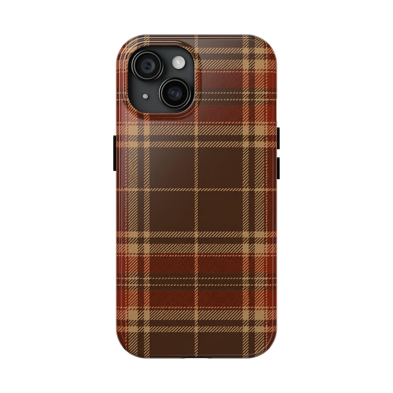 Funda para iPhone 18 17 16 15 Pro Max, MagSafe, con estampado de cuadros marrones, ideal para otoño. imagen 13