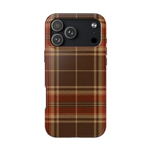 Funda para iPhone 18 17 16 15 Pro Max, MagSafe, con estampado de cuadros marrones, ideal para otoño. imagen 10