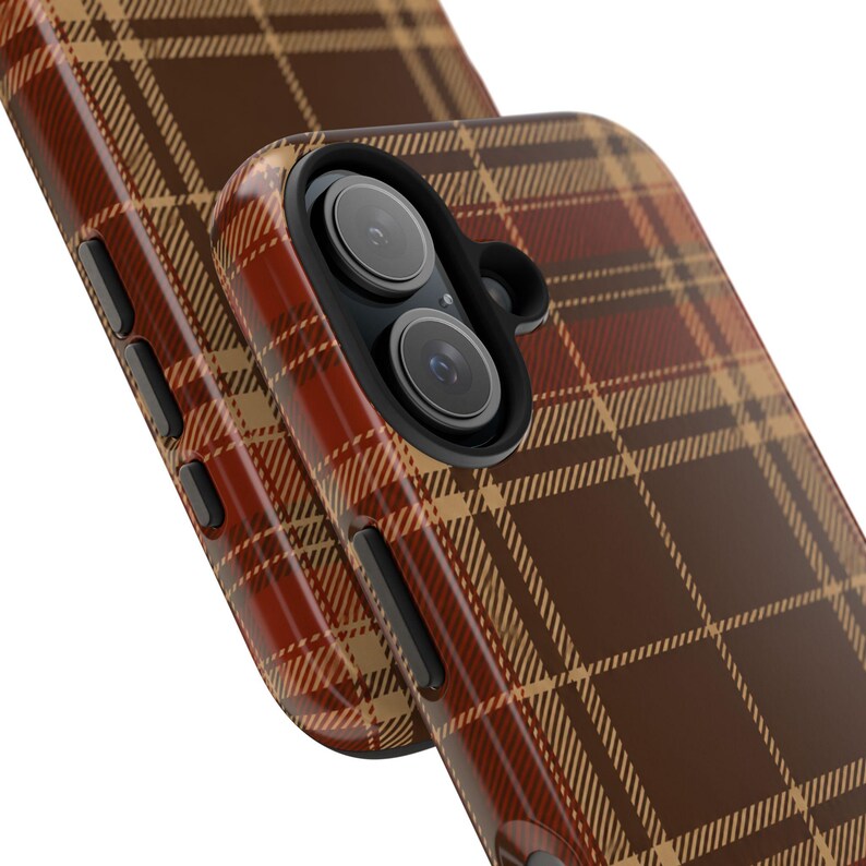 Funda para iPhone 18 17 16 15 Pro Max, MagSafe, con estampado de cuadros marrones, ideal para otoño. imagen 15