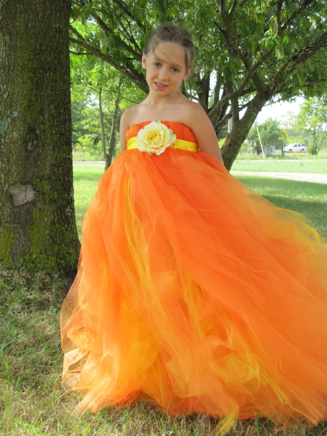 Flower Girl Dress Orange and Yellow dress orange flower Etsy
