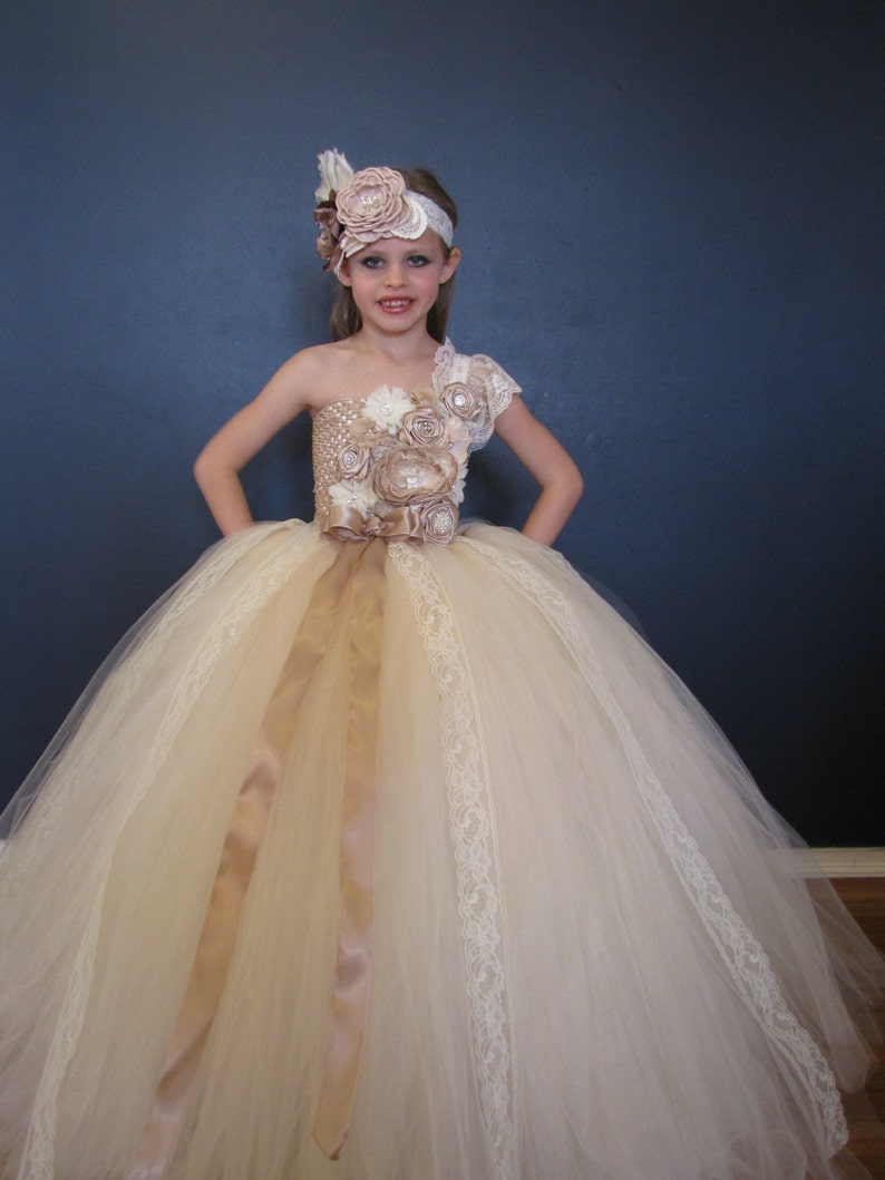 Champagne Vintage Flower Girl Dress