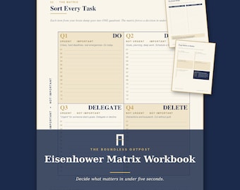 Cuaderno de trabajo de la Matriz de Eisenhower / Organizador de tareas prioritarias imprimible en PDF / Planificador de tareas urgentes e importantes / Descarga en formato carta A4