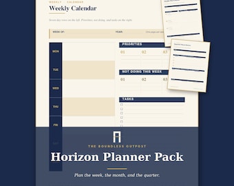 Horizon Planner Pack | Printable Quarterly Monthly Weekly Planner PDF | Three Horizon Productivity System | Letter + A4