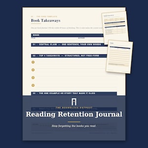 Reading Retention Journal Printable PDF Templates Book Tracker Monthly Annual Pattern Review Memory Log