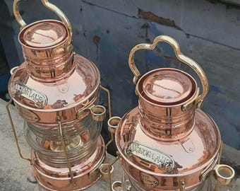 Koperen lamp ankerlantaarn nautische boot schip lamp lantaarn set van 2 stuks