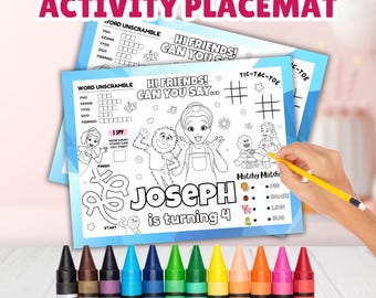 Ms Rachel Activity Placemat, Editable Ms Rachel Coloring Sheet, Boys Birthday Favors, Kids Birthday Coloring Sheet Placemat, Canva Template