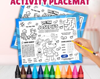 Editable Dog Man Activity Placemat Sheet, Personalized Police Dog Coloring Page, Dog Man Party Activity Sheet, Kids Birthday Party Favors