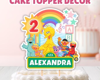 Editable Seasame Cake Topper, Printable Street Monster Cake Topper Decor, Puppets Monster Party Decor: Canva Digital Template, Kids Favors