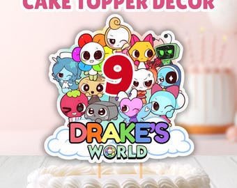 Editable Dandy World Birthday Cake Topper, Printable RoBl0x Boy Cake Topper Decor: Canva Digital Template, Blox Girl Kids Birthday Decor