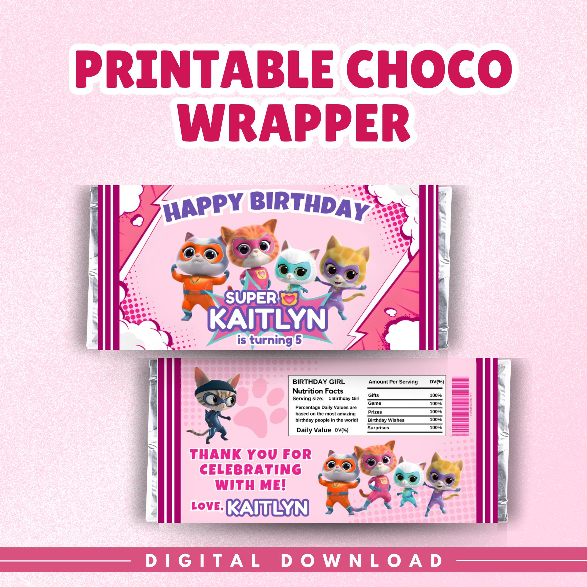 Hero Wrapper Super Kitties Chocolate Wrapper Template, Super Hero Kitties Chocolate ...